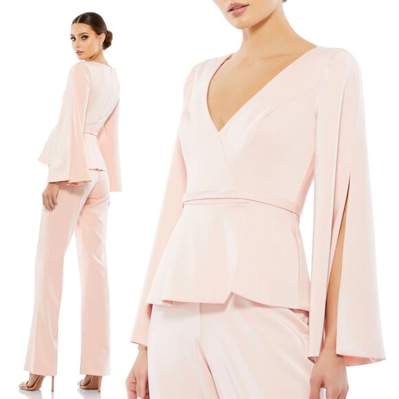 MAC DUGGAL | LONG SLEEVE TWO PIECE CREPE PANT SUIT #11232 - Picture 2 of 3